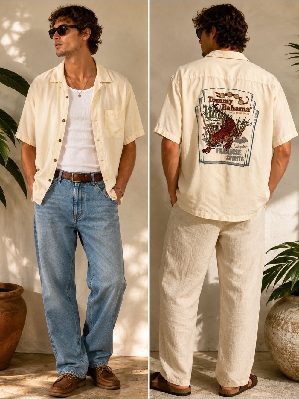 Vintage Tommy Bahama Silk Tiger Camp Shirt Coastal Grandpa Resortcore Y2K